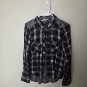 Maurices Black and White Plaid Button-Up Shirt